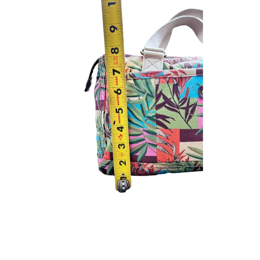 Color Block Palms Design Canvas Short Hobo Purse 13 × 8